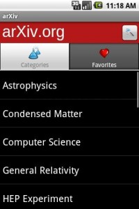 Screenshot 1 ArXiv Droid Category Listings